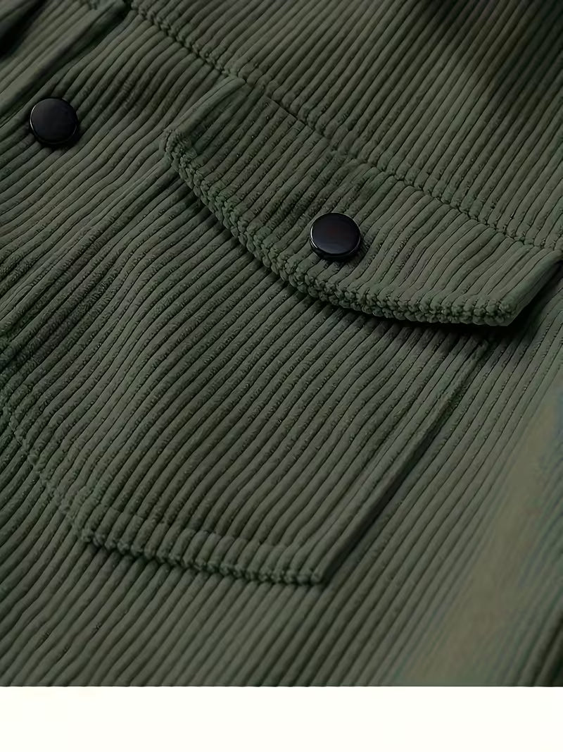 Hollis Corduroy Jacket – Classic Collar Flap Pockets Long Sleeve