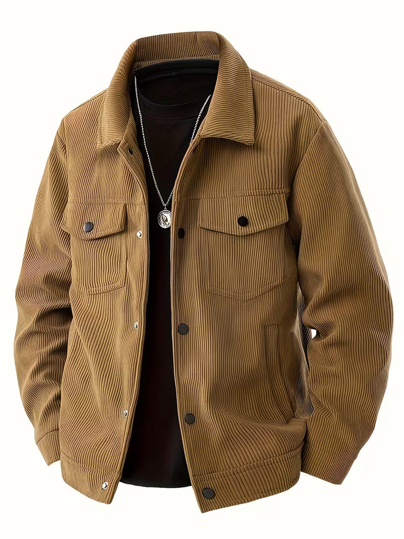 Hollis Corduroy Jacket – Classic Collar Flap Pockets Long Sleeve