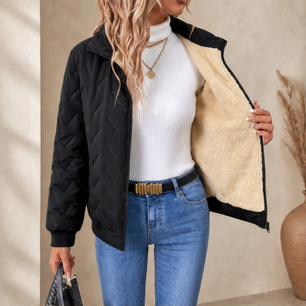 Corvina Quilted Jacket – High Neck Zip-Up Padded Side Pockets