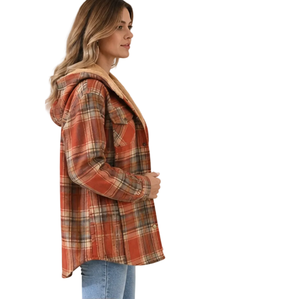 Brennick Hooded Plaid Shacket – Oversized Lined Button Cuff