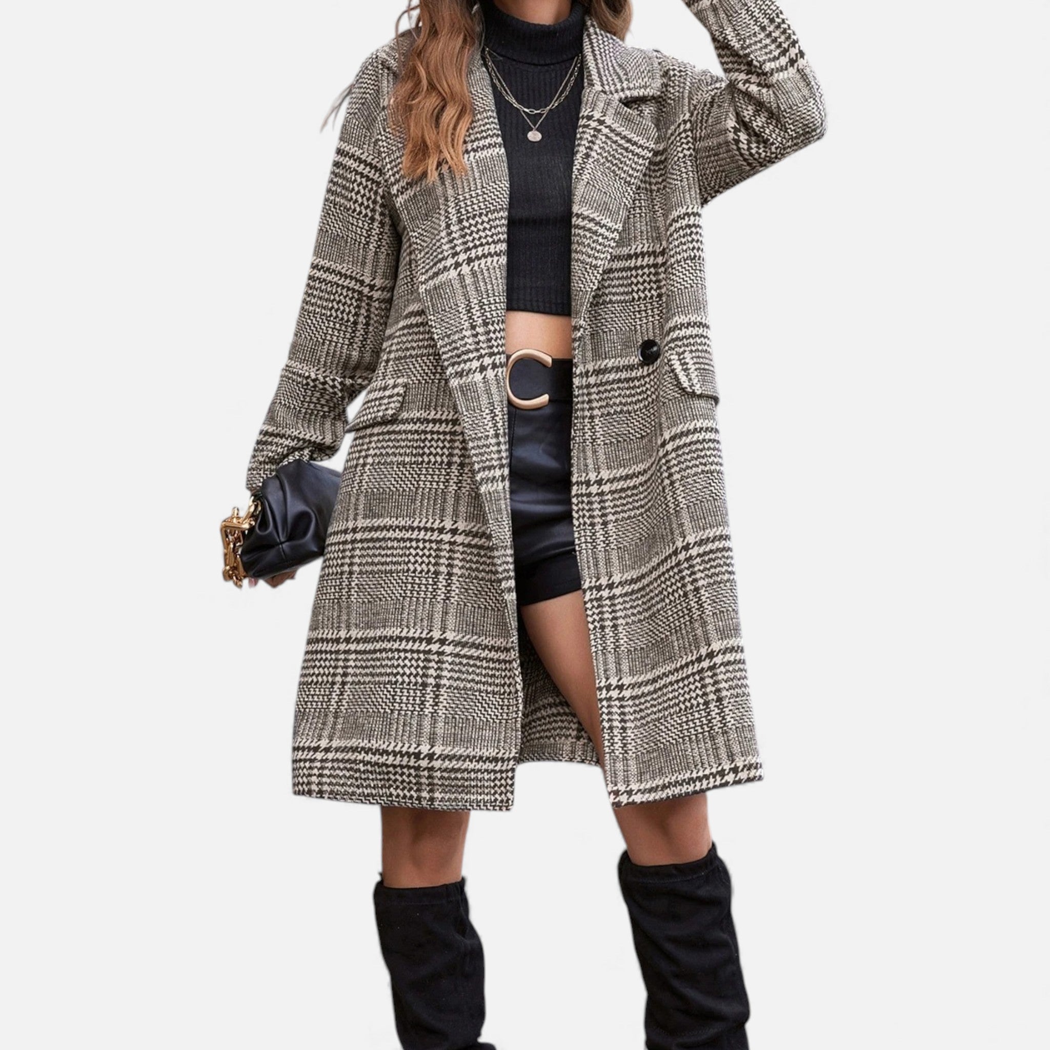 Dorvelli | Women’s Checkered Blazer – Button-Up Collar & Lapel Elegance