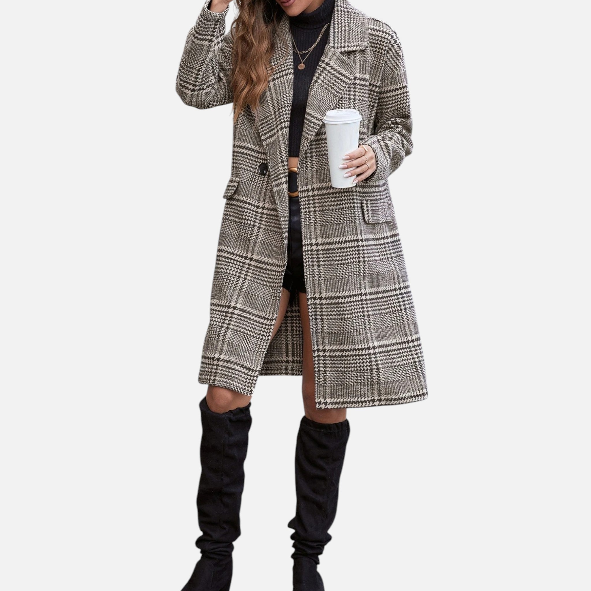 Dorvelli | Women’s Checkered Blazer – Button-Up Collar & Lapel Elegance