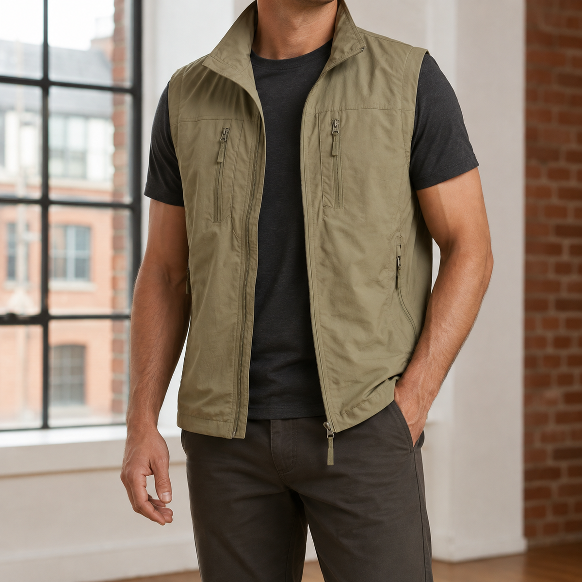 Dorvelli | Men's Gilet – Utility Stand Collar Zip