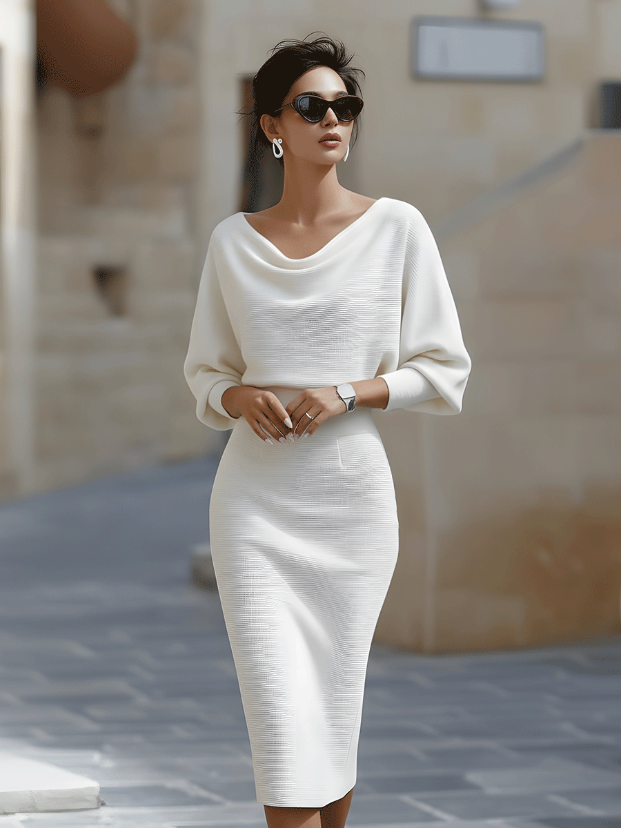 Ingeborg Cowl Neck Midi Dress