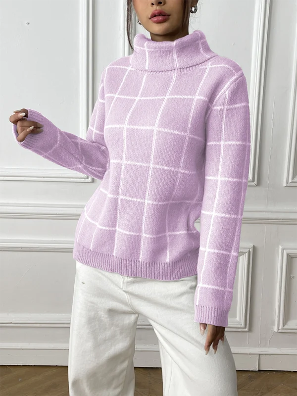Juliana Check Turtleneck Knit Jumper