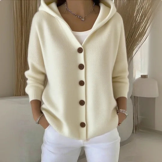 Junia Hooded Knit Cardigan – Beige