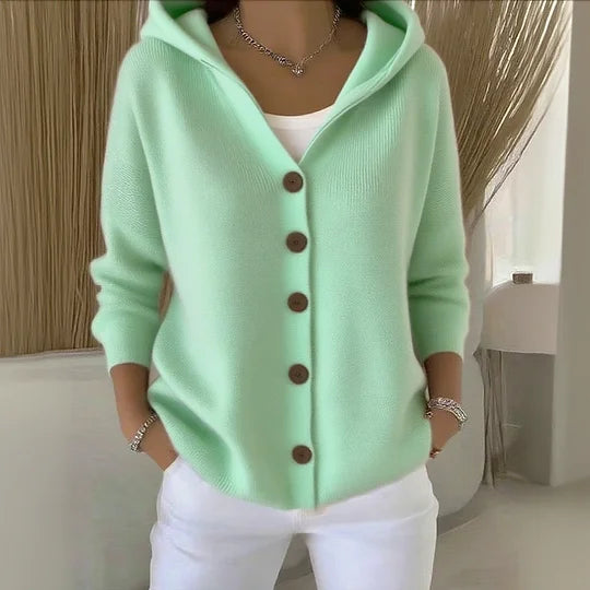 Junia Hooded Knit Cardigan – Green