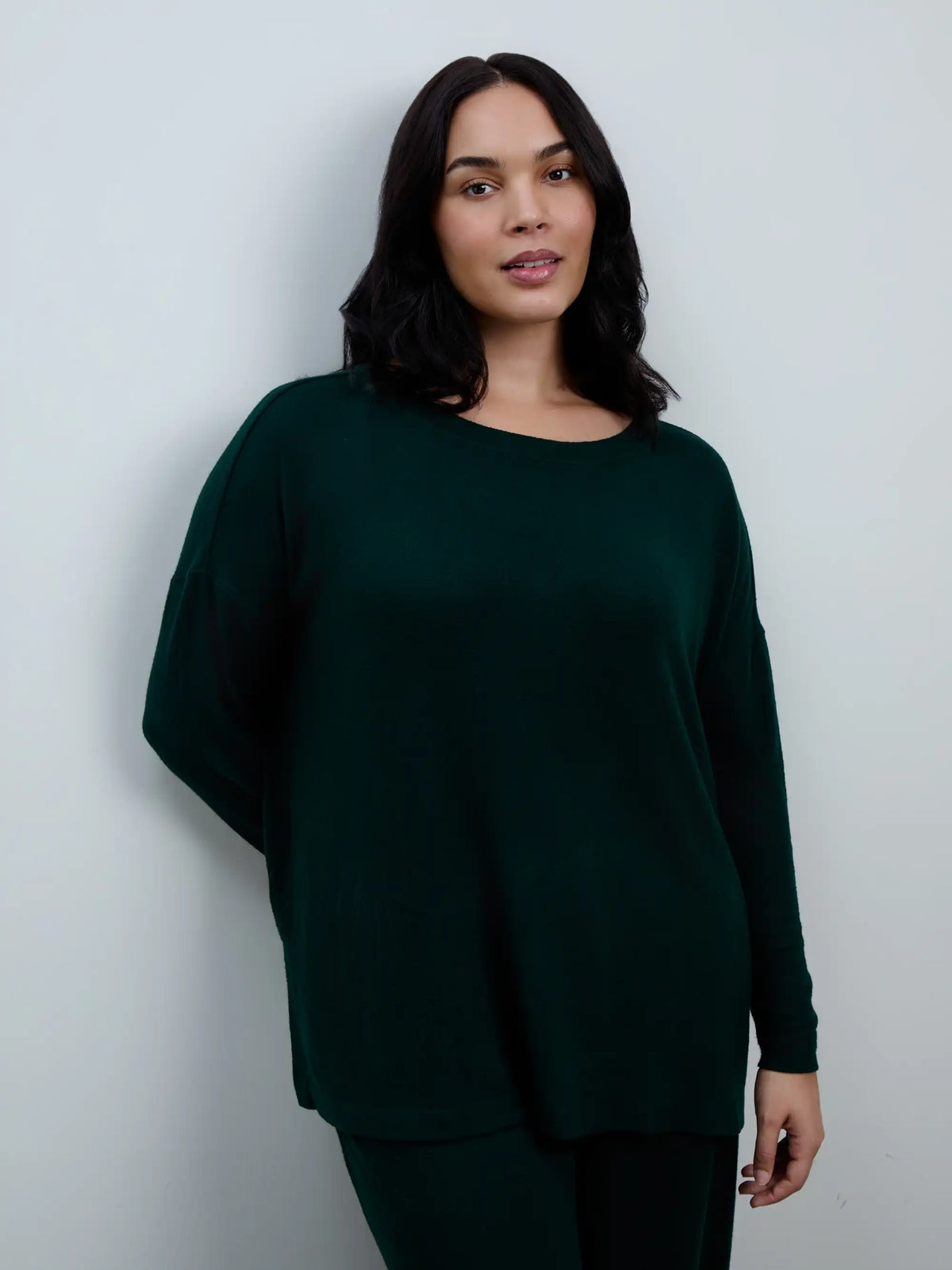 Juno Drop Shoulder Relaxed Top – Dark Green
