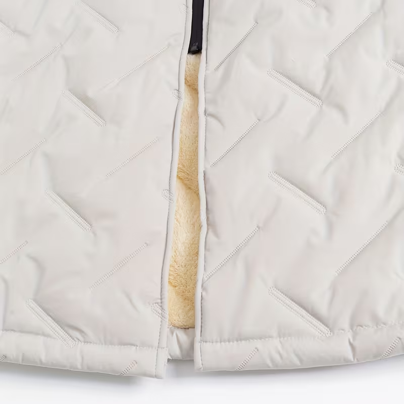 Lennart Stand Collar Padded Coat – Plush Lined Mid-Length Zip Pockets