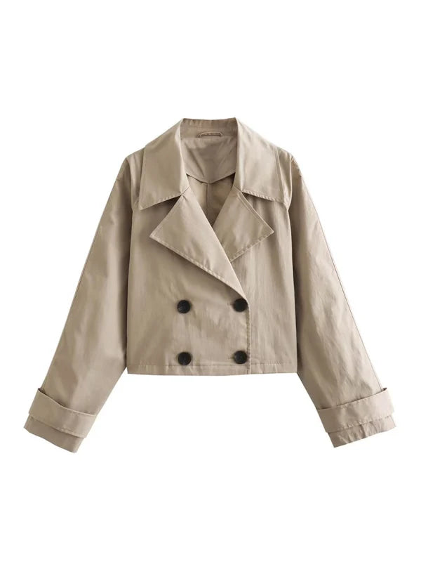 Leonie Notch Lapel Double-Breasted Cropped Jacket