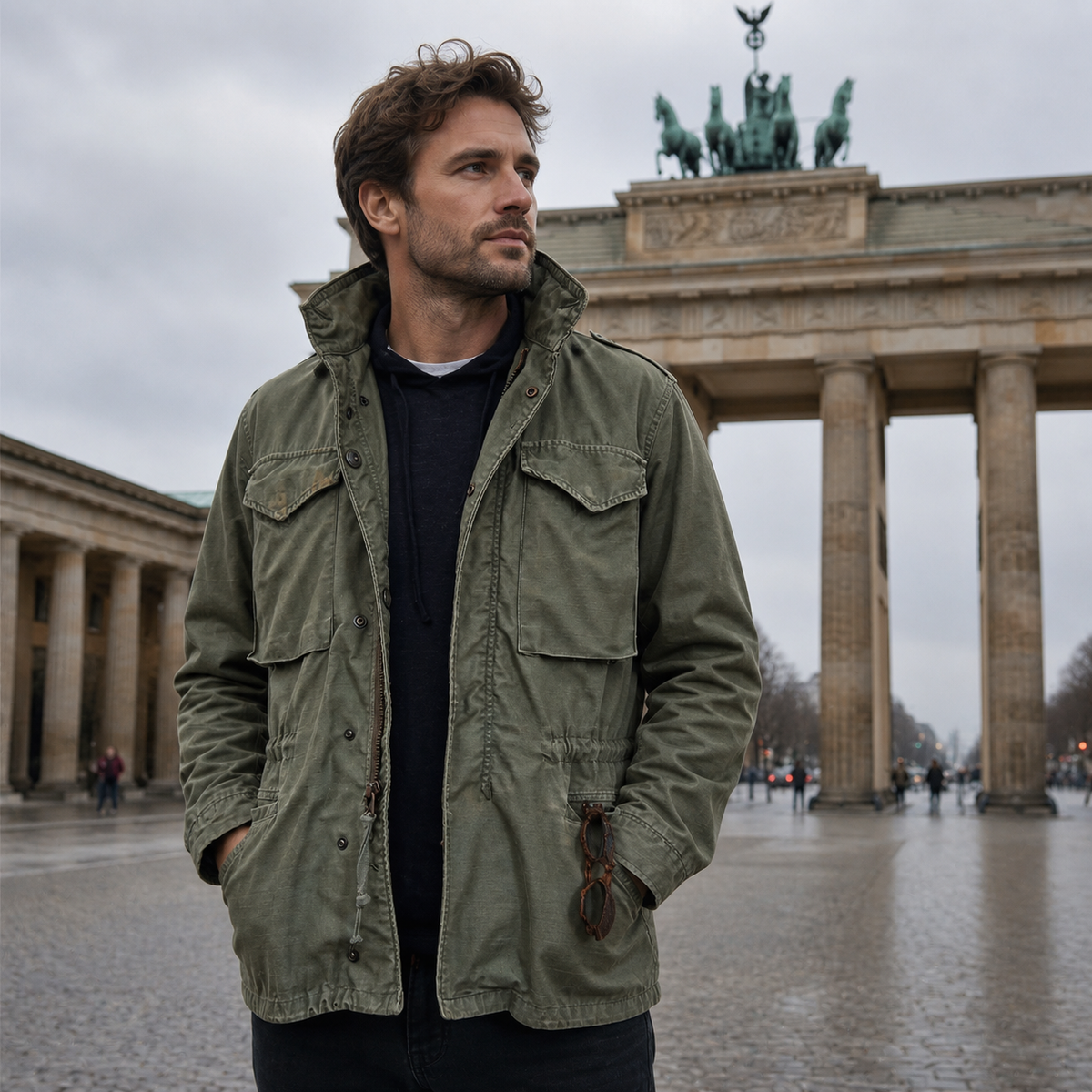 Lorenzo Utility Field Jacket – Stand Collar Flap Pockets Adjustable Waist