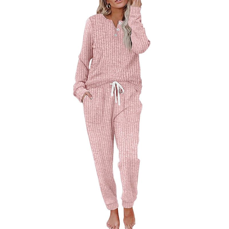 Maelle Ribbed Two-Piece Lounge Set Pink