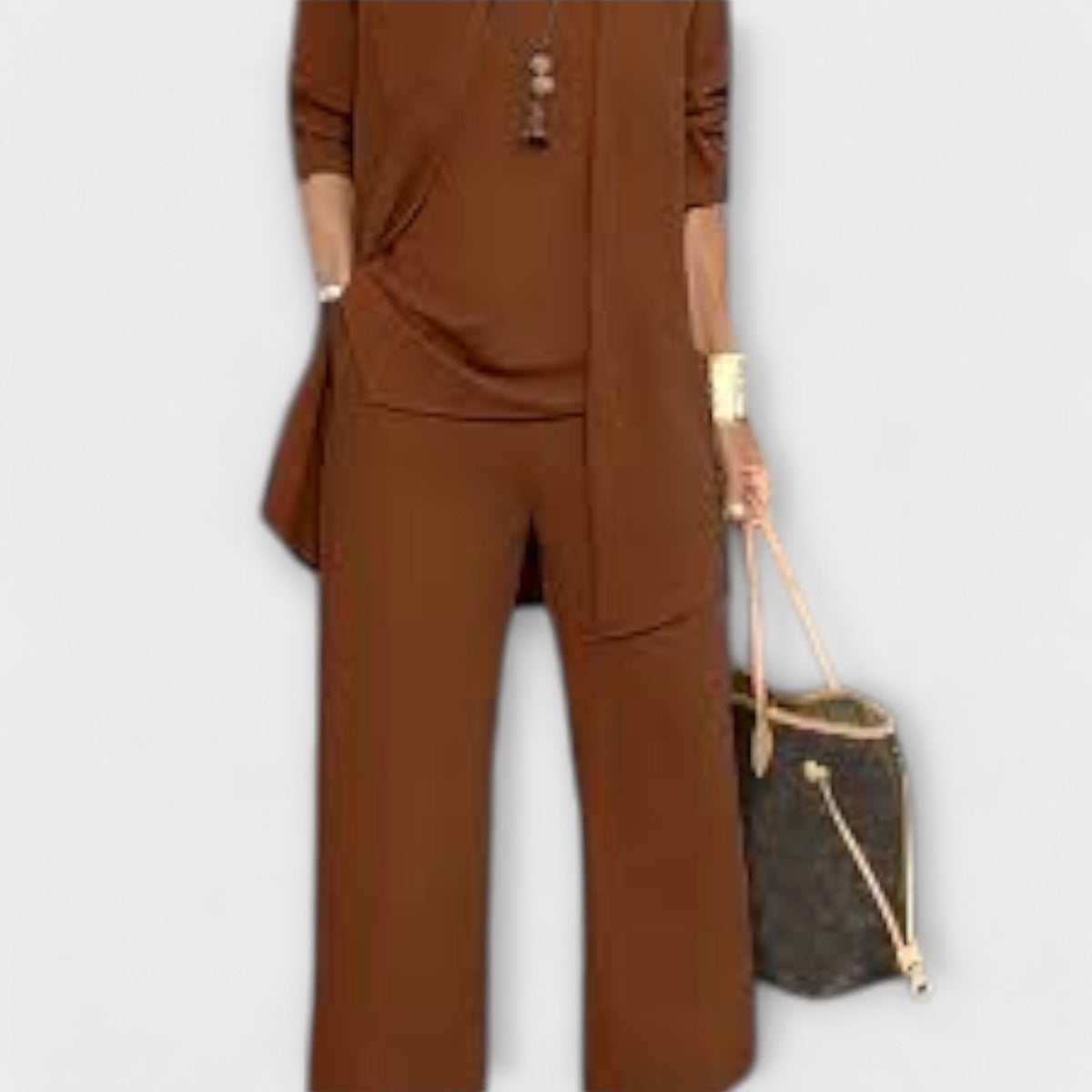 Mariela Three-Piece Co-Ord Set – Dark Brown