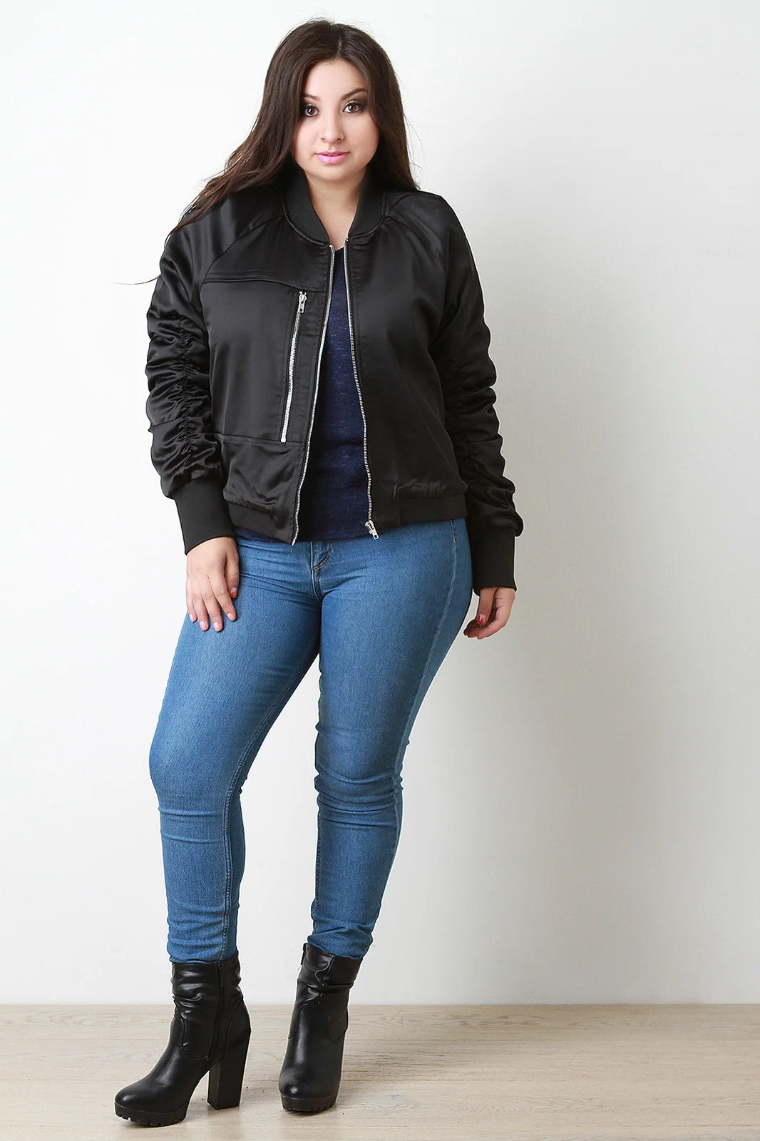 Mariella Silky Single Pocket Bomber Jacket – Regular Fit Long Sleeve Outerwear | Dorvelli