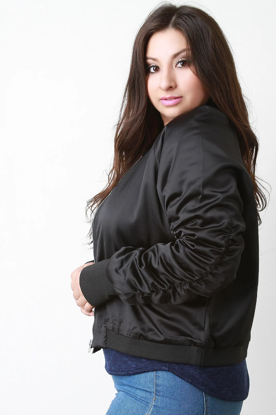 Mariella Silky Single Pocket Bomber Jacket – Regular Fit Long Sleeve Outerwear | Dorvelli
