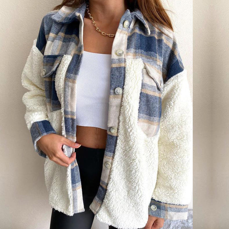 Marlowe Patchwork Shacket – Blue Check