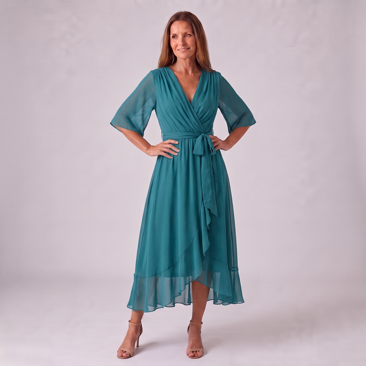 Mireille Wrap Midi Dress – Teal