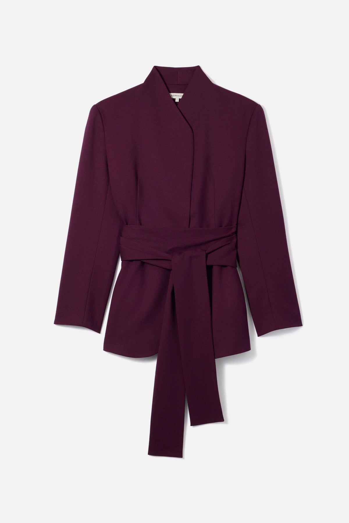 Odalie Wrap Belt Longline Blazer – Burgundy