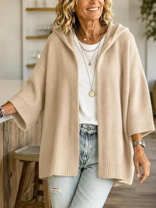 Ottilie Hooded Open-Front Knit Cardigan
