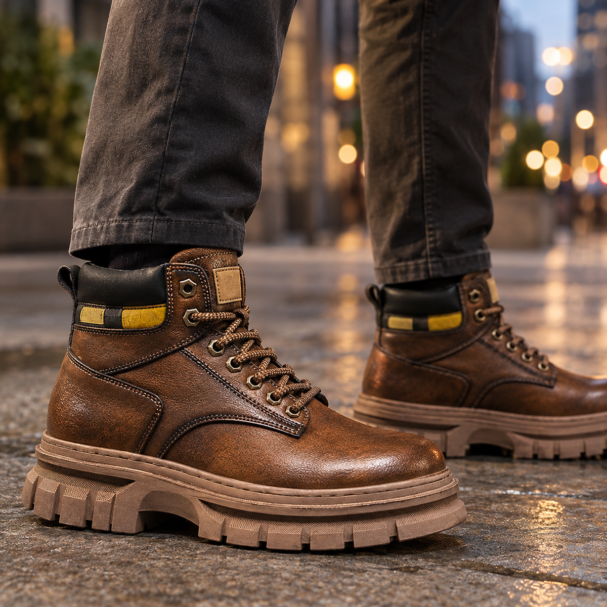 Peregrine Chunky Lug Sole Work Boots – Men's High Top Lace-Up Combat Boots