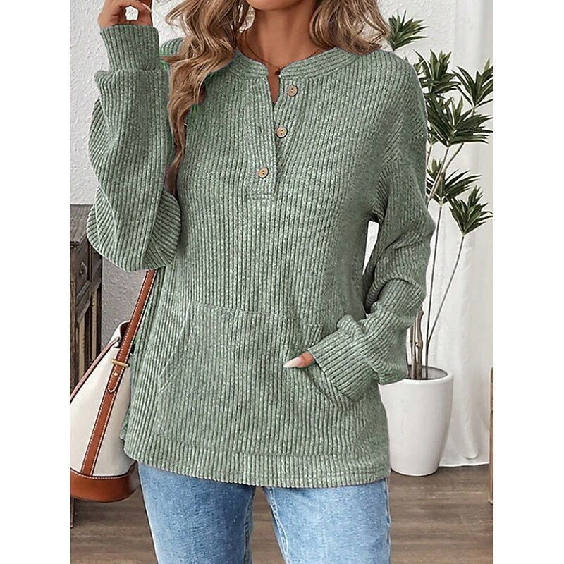 Women's Ribbed Henley Top