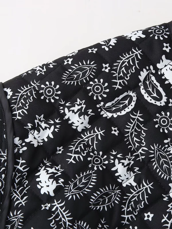 Primrose Paisley Quilted Jacket – Contrast Binding V-Neck Button Down | Dorvelli