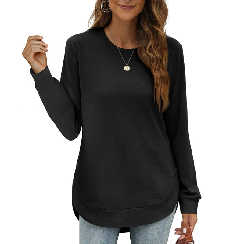 Rosamund Curved Hem Tunic Top – Black