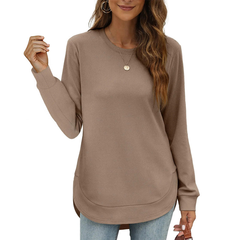Rosamund Curved Hem Tunic Top – Camel