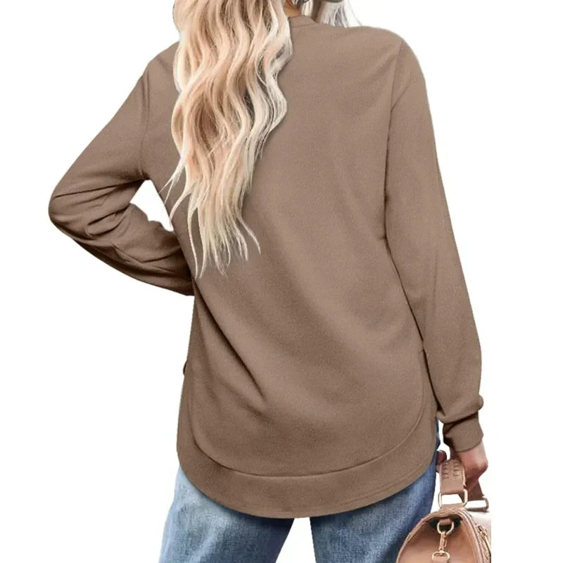 Rosamund Curved Hem Tunic Top – Camel