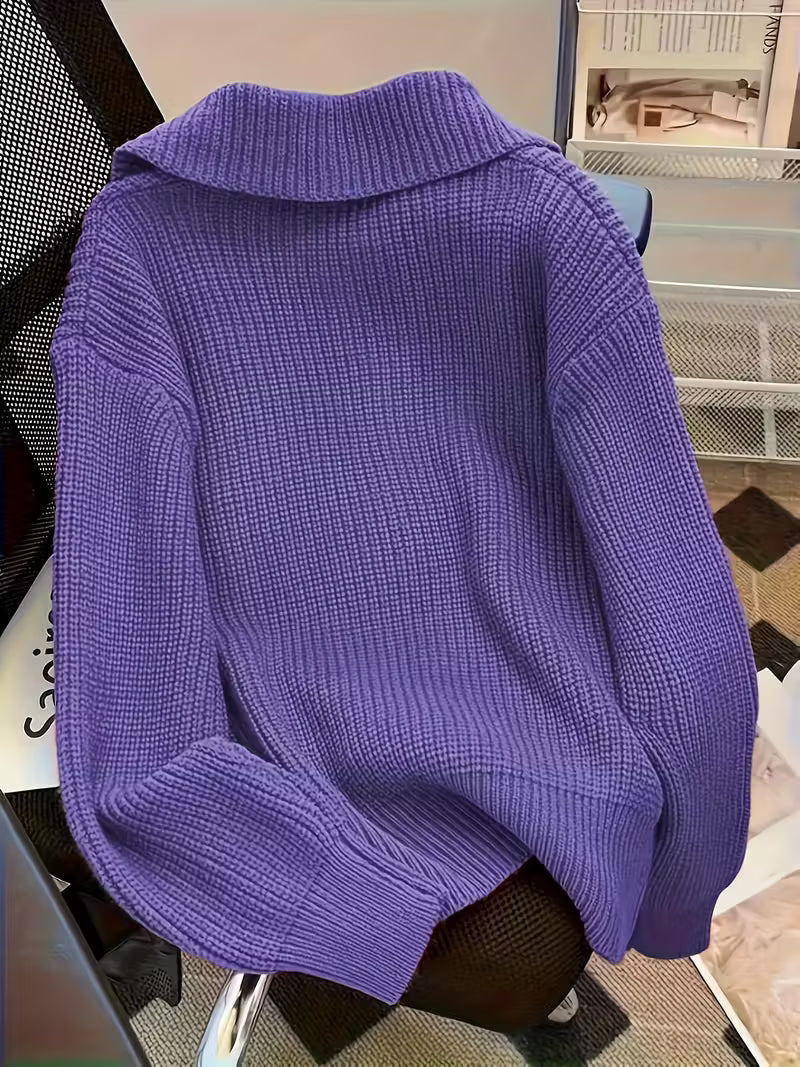 Sigrid Chunky Knit Cardigan – Oversized Button Front Round Neck Ribbed Cuffs