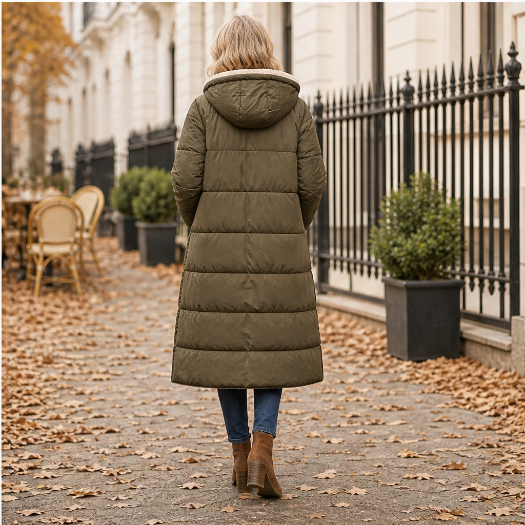 Solenne Reversible Long Puffer – Hooded Quilted Below-Knee Coat