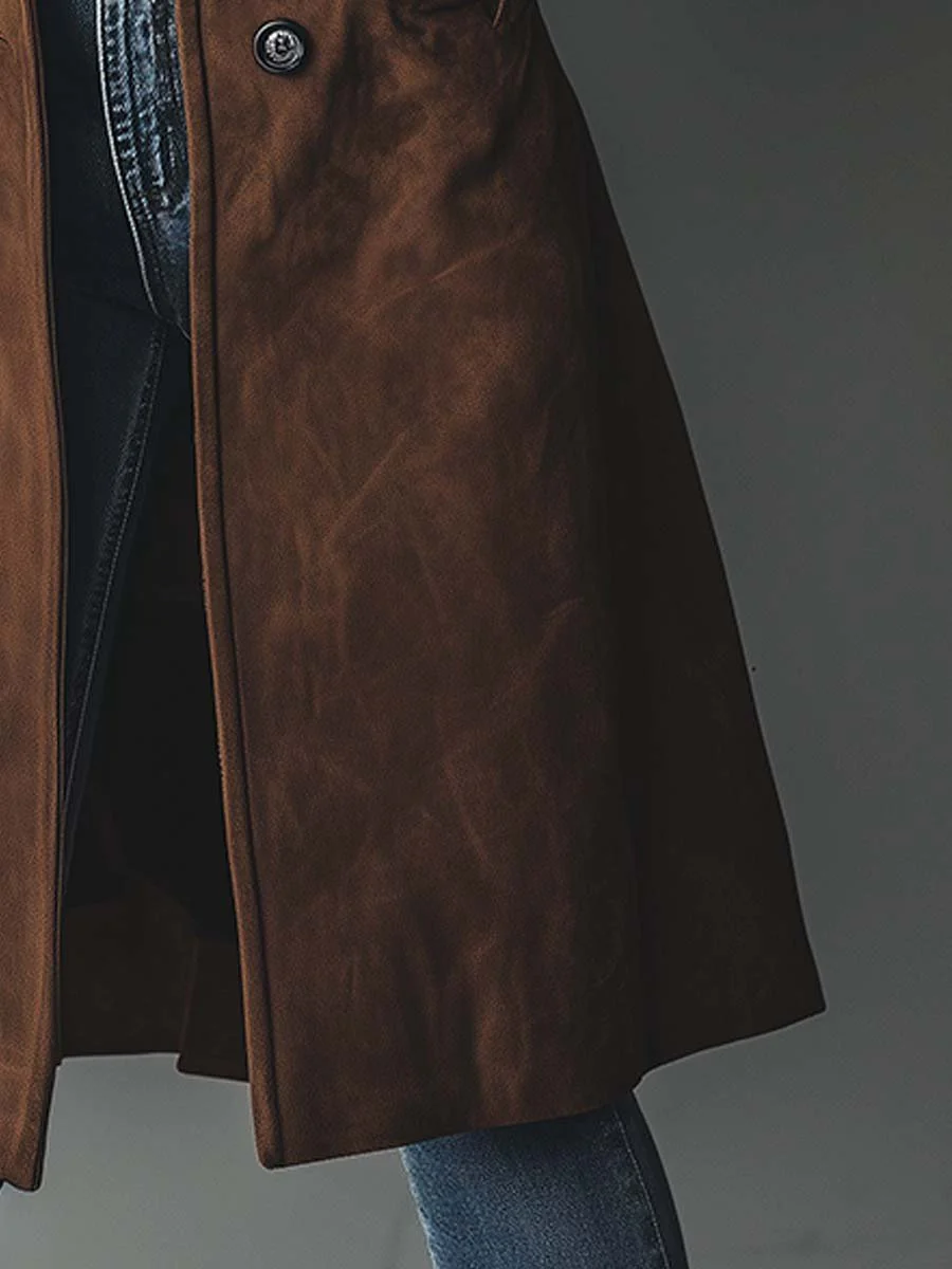 Thessaly Vintage-Inspired Trench Coat - Brown