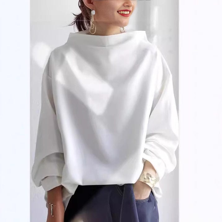 Tilda High Neck Knit Pullover – White