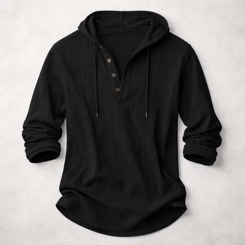 Tobiah Hooded Pullover Shirt – Black