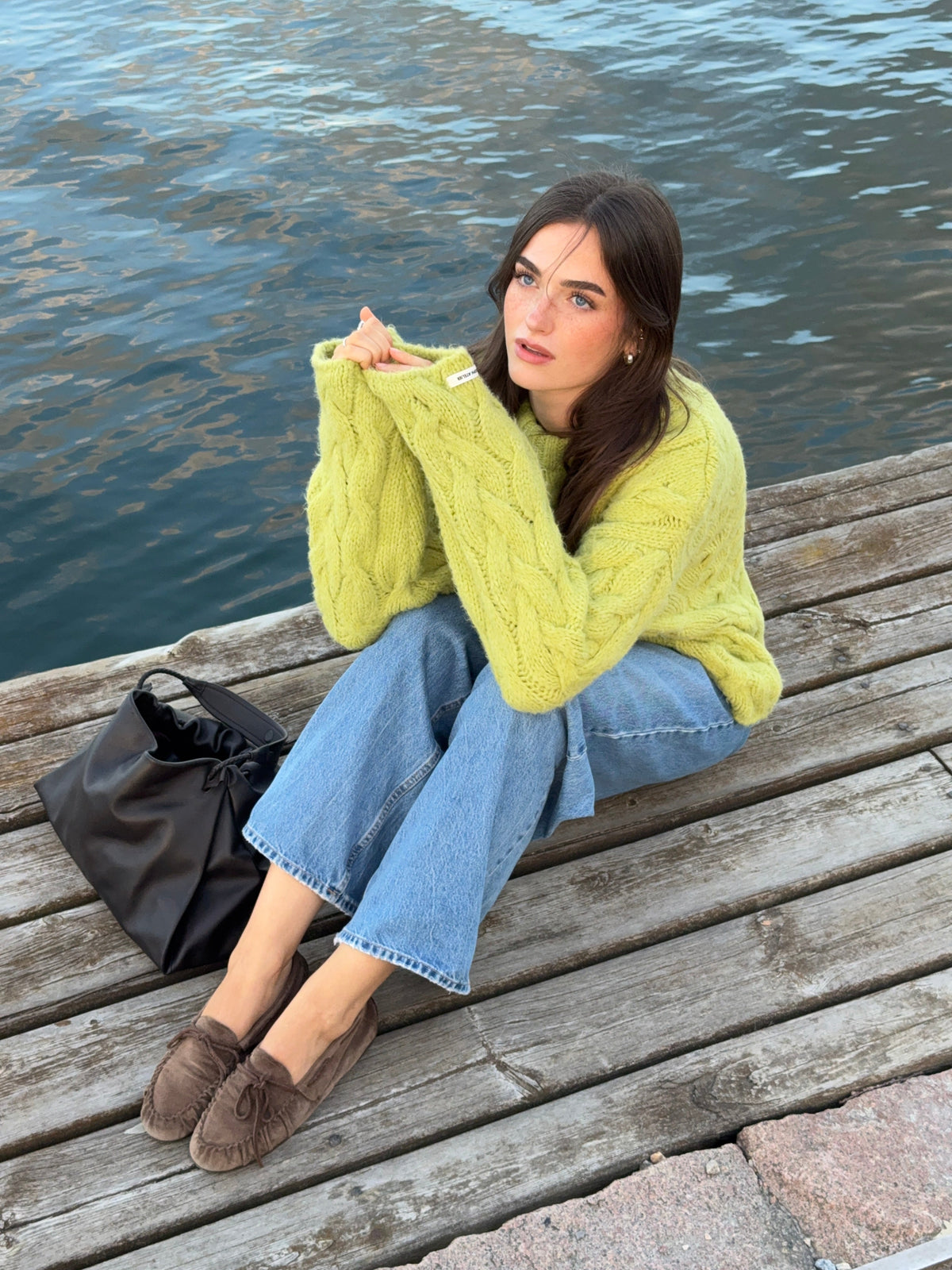 Tobias Classic Cable Knit Jumper - Green