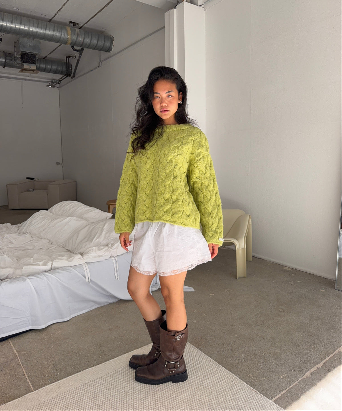 Tobias Classic Cable Knit Jumper - Green