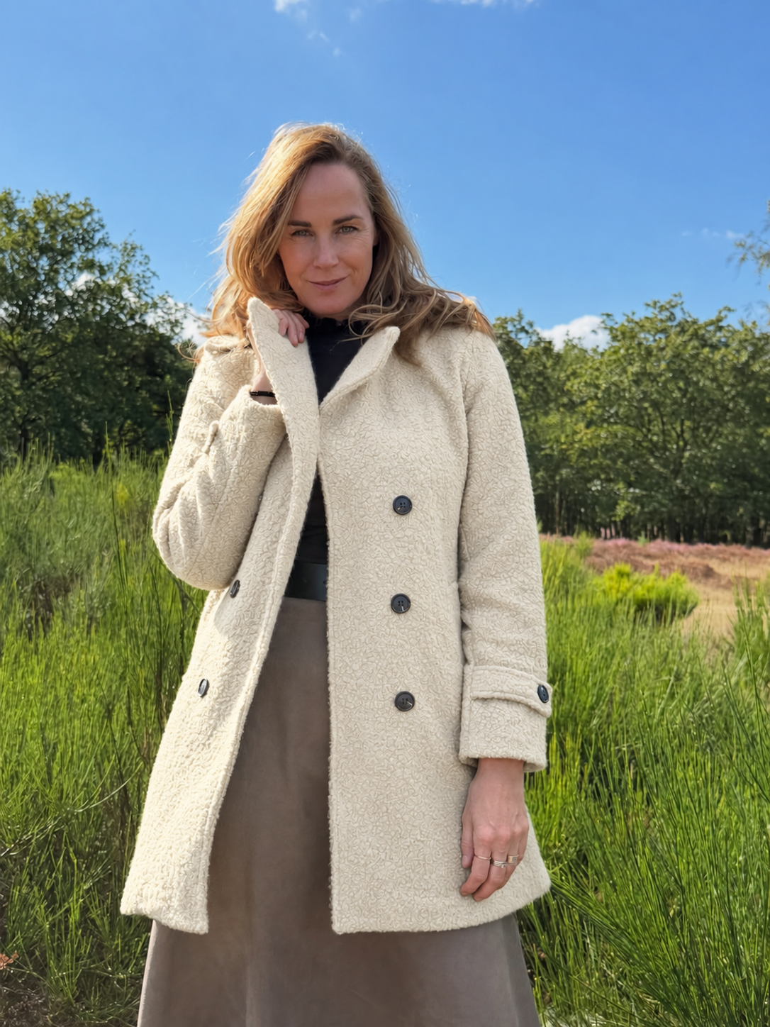 Wilhelmina Double-Breasted Textured Coat