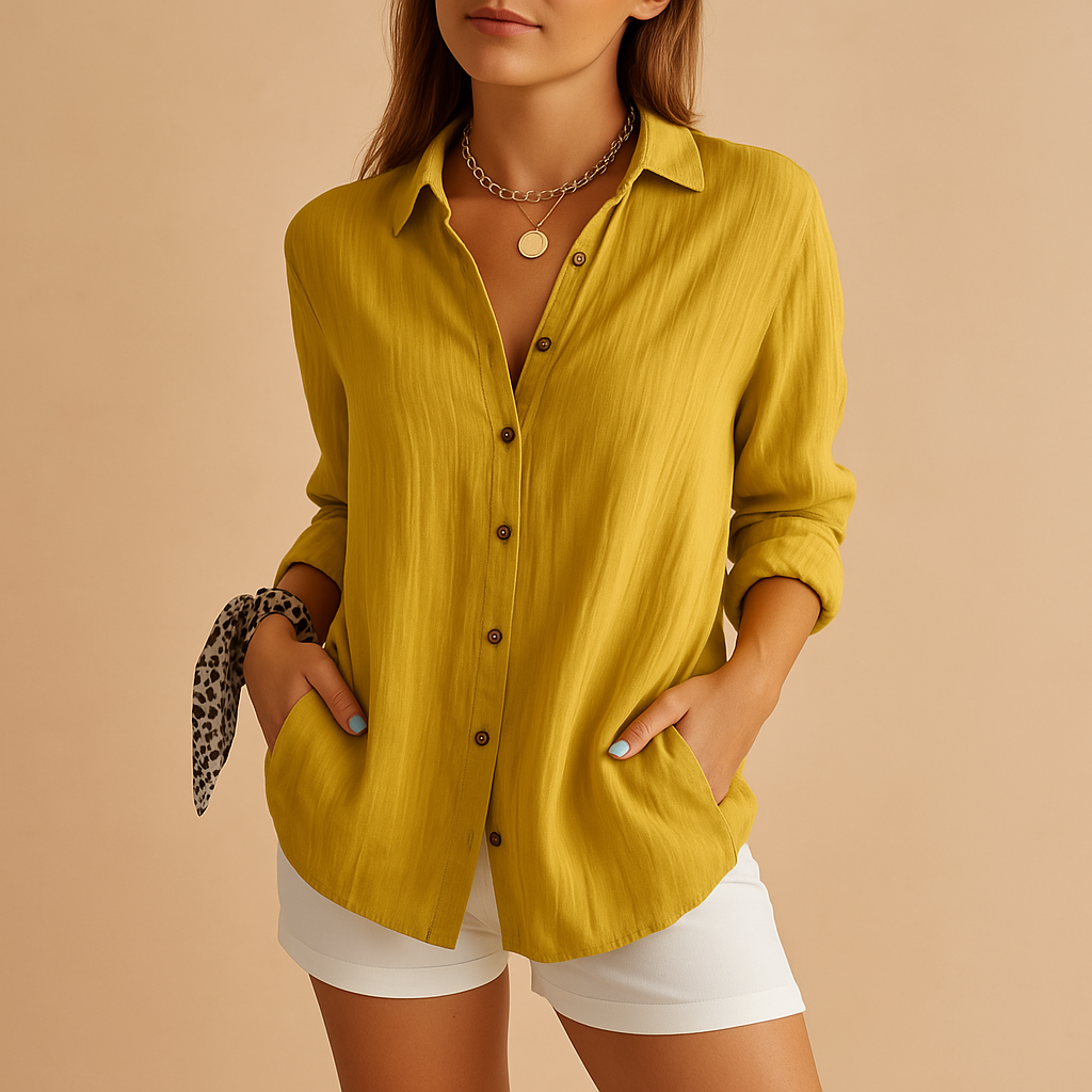Dorvelli | Women's Blouse – Lightweight Long Sleeve - Yellow