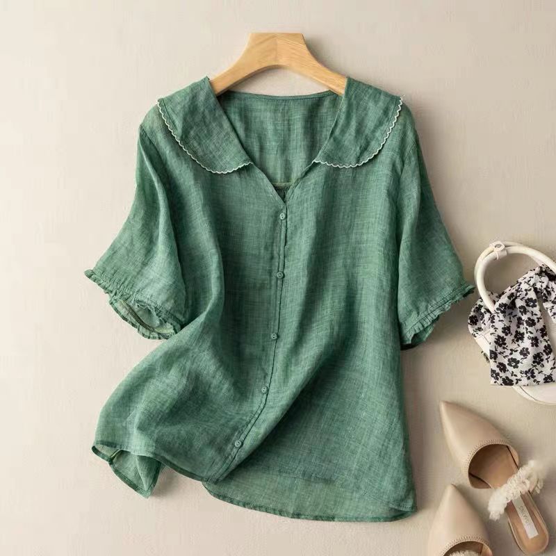 Dorvelli | Women's Blouse – Vintage Button Detail - Green