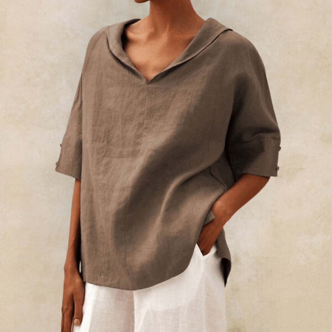 Dorvelli | Women’s Blouse – Collared V-Neck Tunic