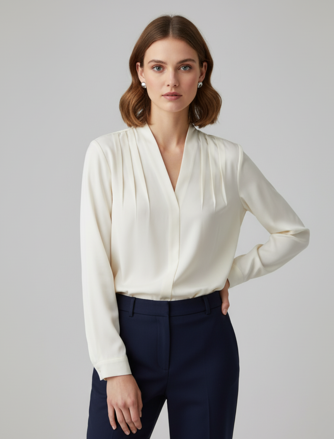 Dorvelli | Women's Blouse – Puff Sleeve Satin - Beige