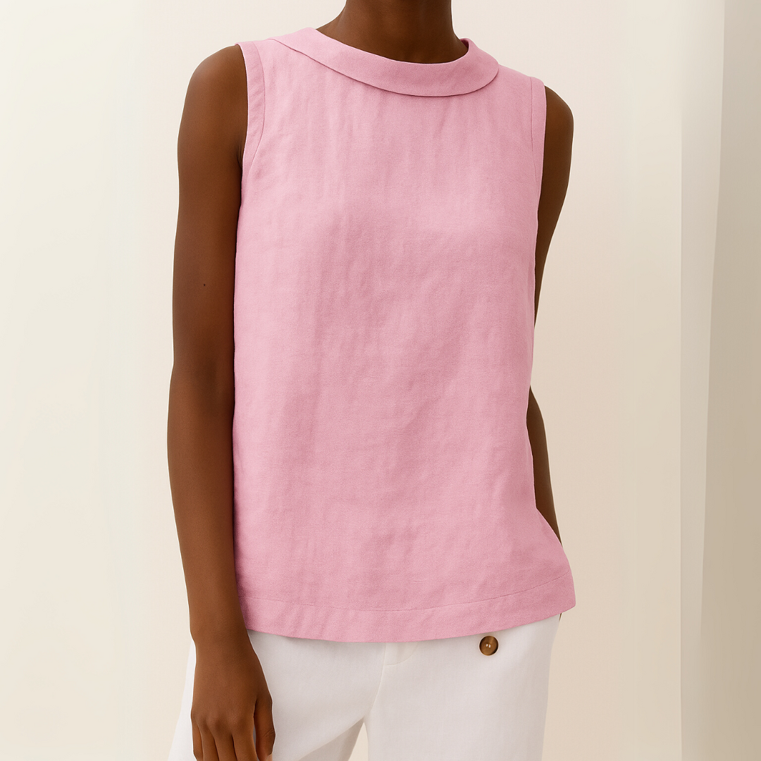 Dorvelli | Women's Blouse – Sleeveless Roll Collar - Pink