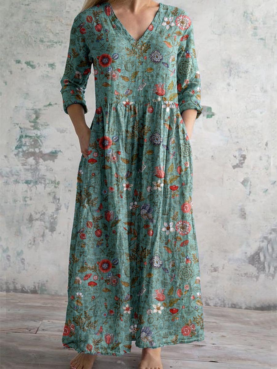 Dorvelli | Women’s Maxi Dress – Boho Floral Gathered Waist