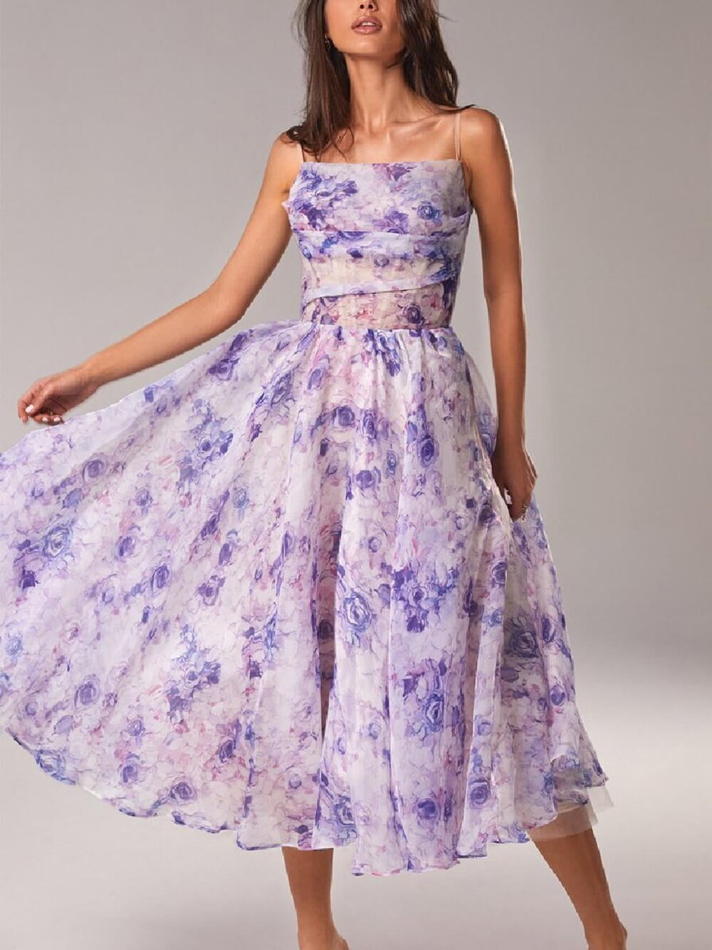 Dorvelli | Women’s Midi Dress – Floral Strapless Swing