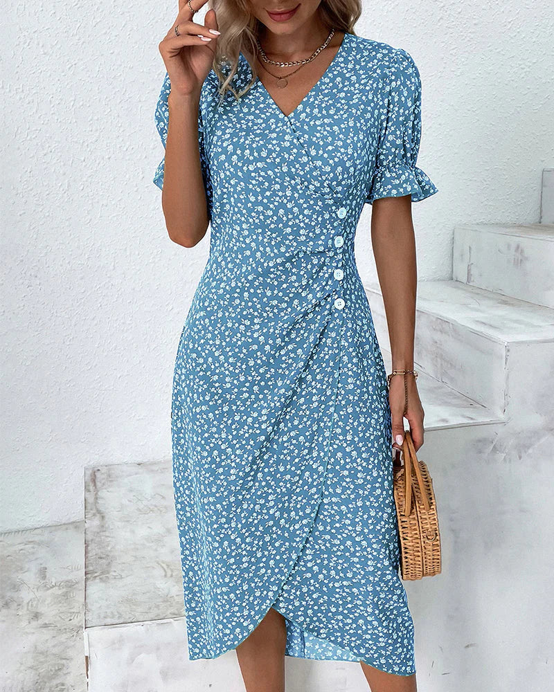 Dorvelli | Women’s Midi Dress – Floral Wrap