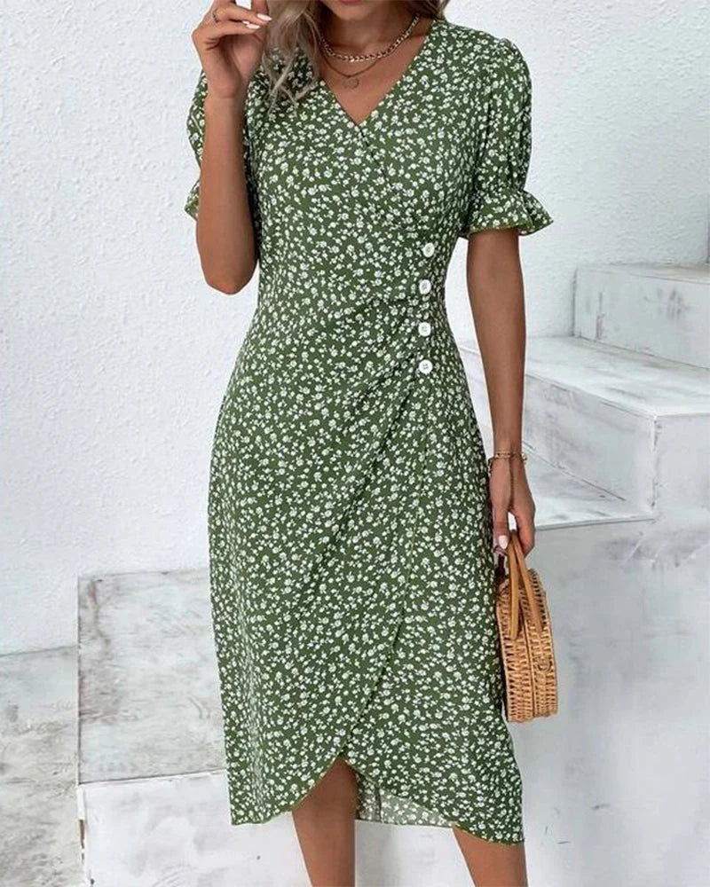 Dorvelli | Women’s Midi Dress – Floral Wrap