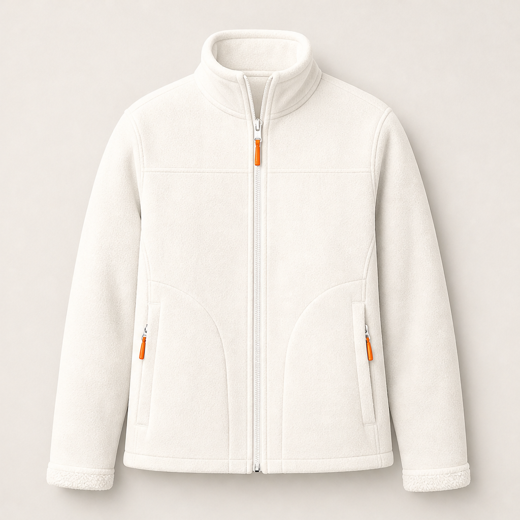 Dorvelli | Women's Reversible Mock Neck Zip-Up Jacket – Two-Way Layering Style – Beige