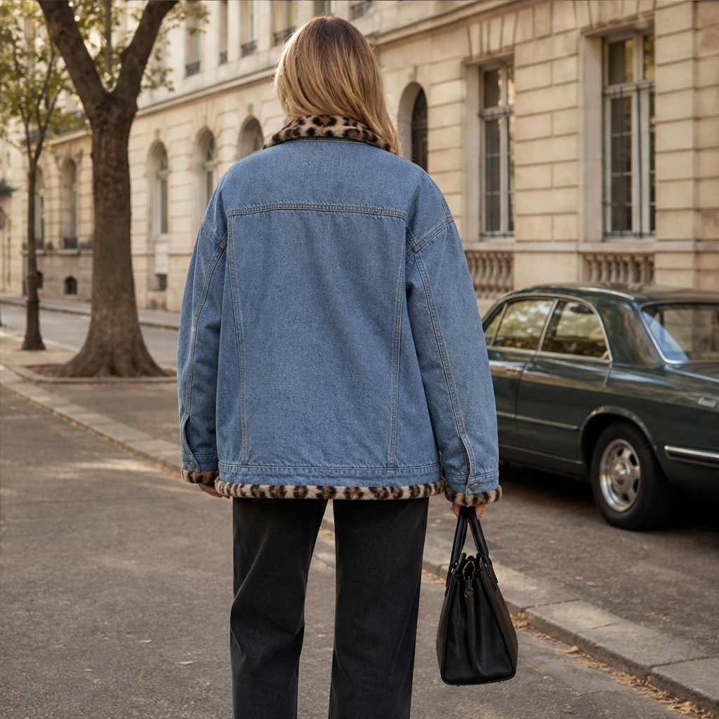 Dorvelli | Women's Reversible Oversized Jacket – Leopard Print Lining
