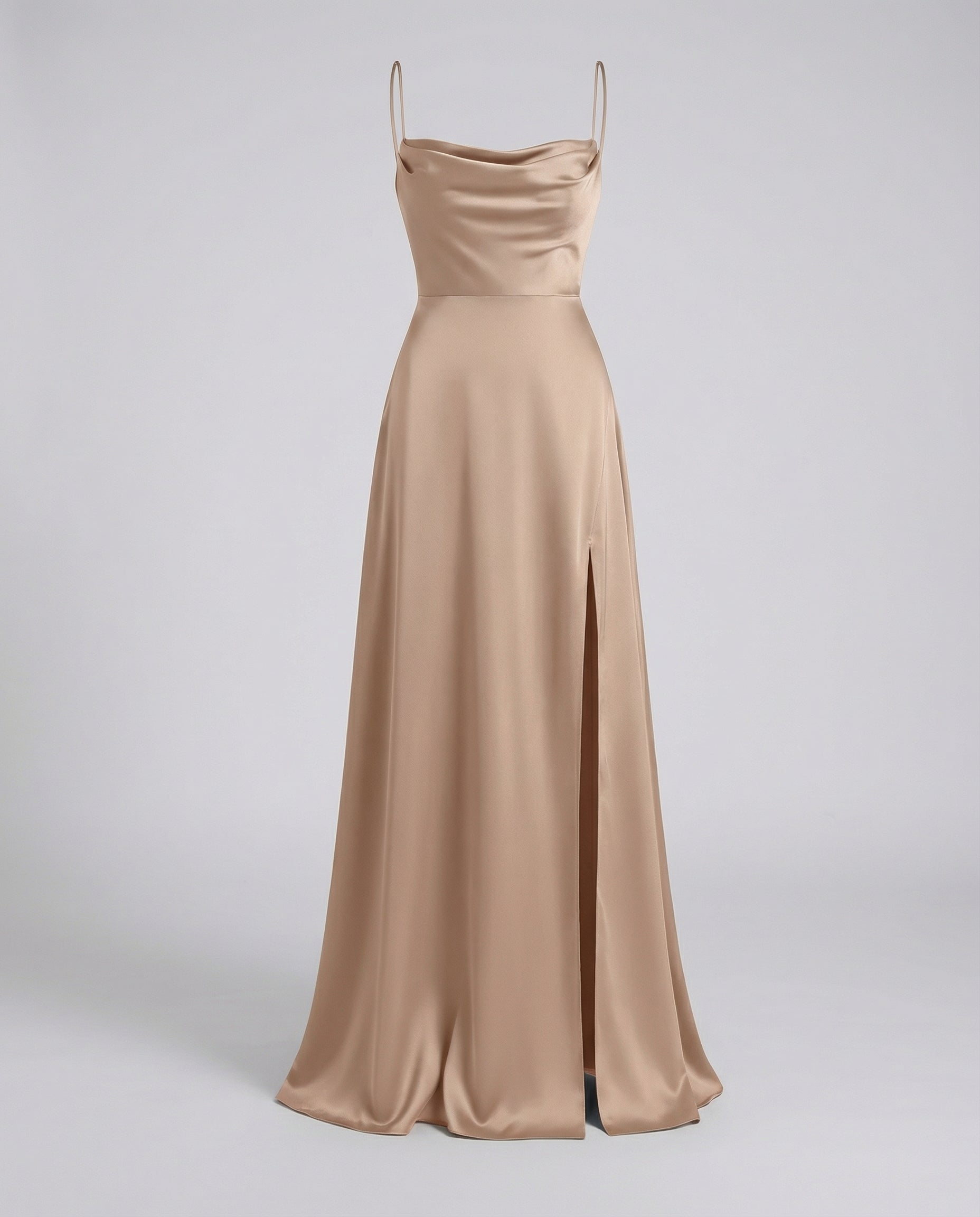 Dorvelli | Women's Maxi Dress – Flowing Leg Slit - Brown