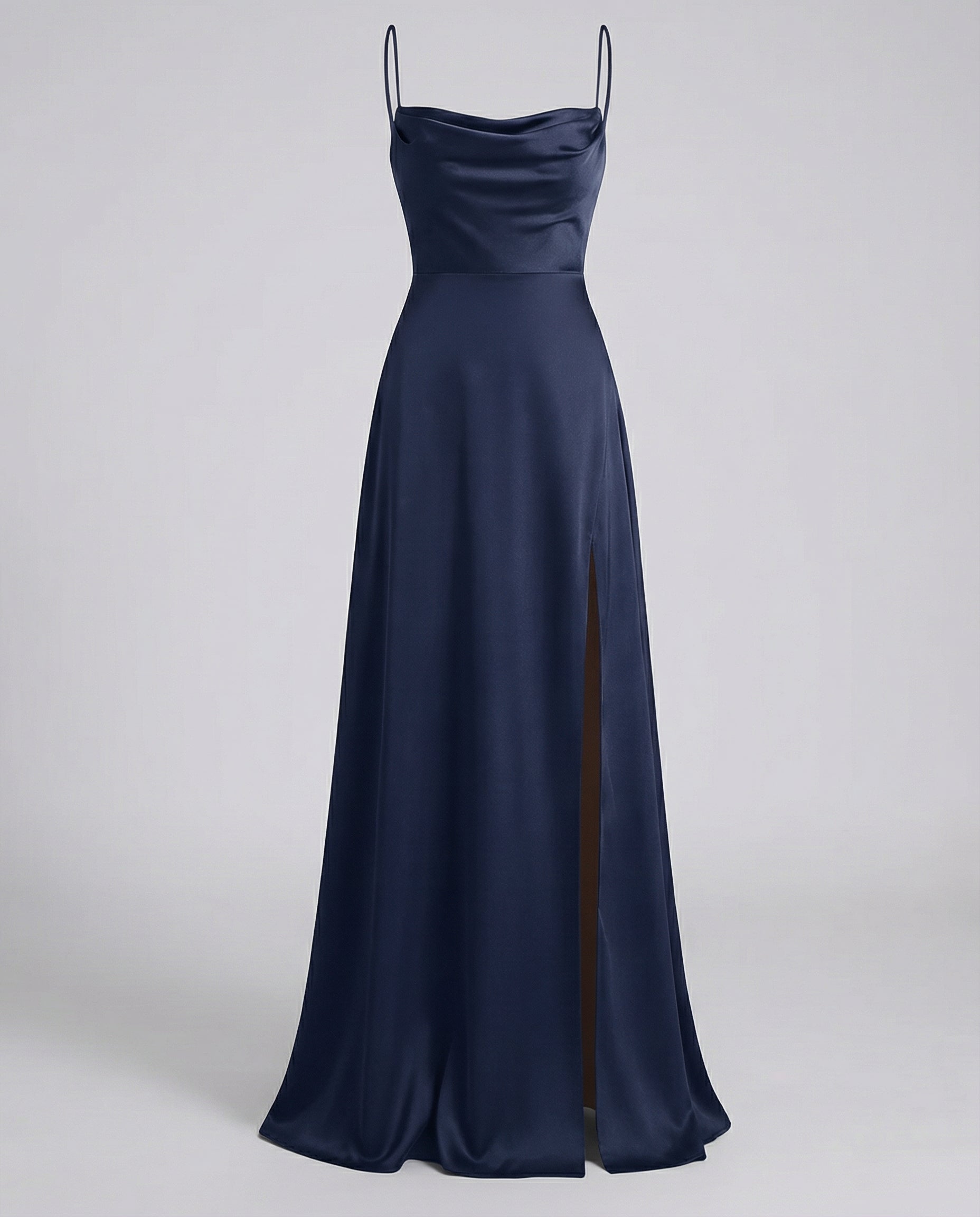 Dorvelli | Women's Maxi Dress – Flowing Leg Slit - Dark Blue